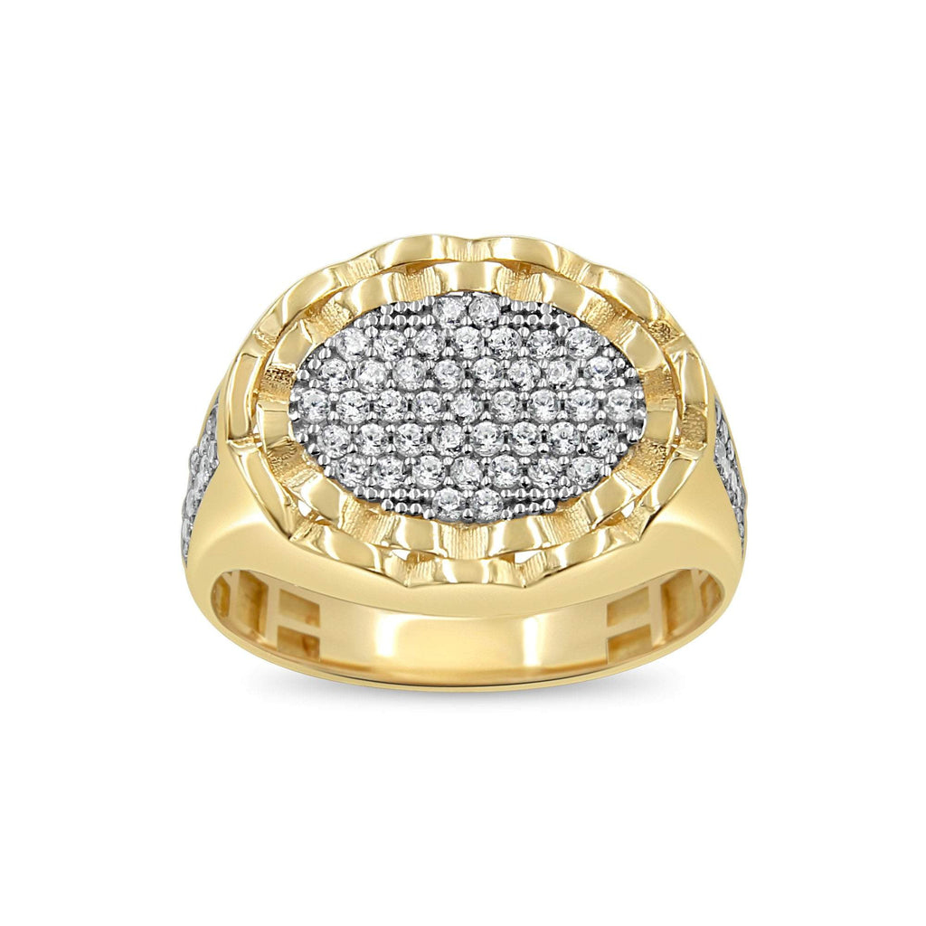 Las Villas Jewelry Men's Big Look Rings Men's Dual tone Pave set ring in 14kt Gold