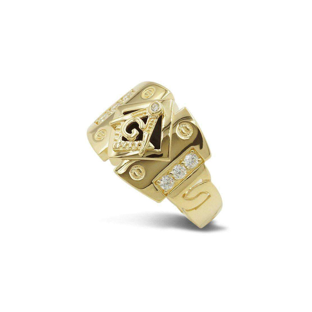Las Villas Jewelry Men's Big Look Rings Men's Masonic Ring in 14kt Gold