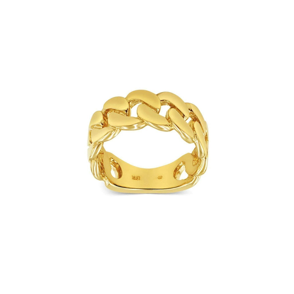 Las Villas Jewelry Men's Big Look Rings Mens Fashion Cuban Link Ring in 14kt Gold