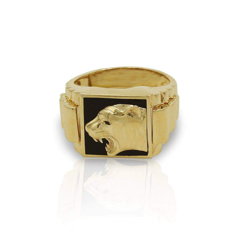 Las Villas Jewelry Men's Big Look Rings Panther Fashion Mens Rings in 14kt Gold
