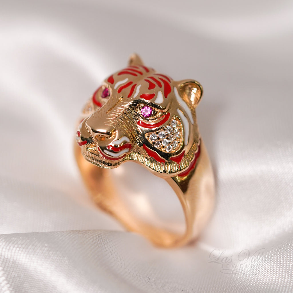 Tiger head ring in 14k Gold - Main Image