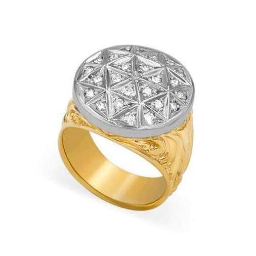 Las Villas Jewelry Men's Diamond Fashion Ring 14K Mens Diamond Two-Tone Fashion Ring Size 12