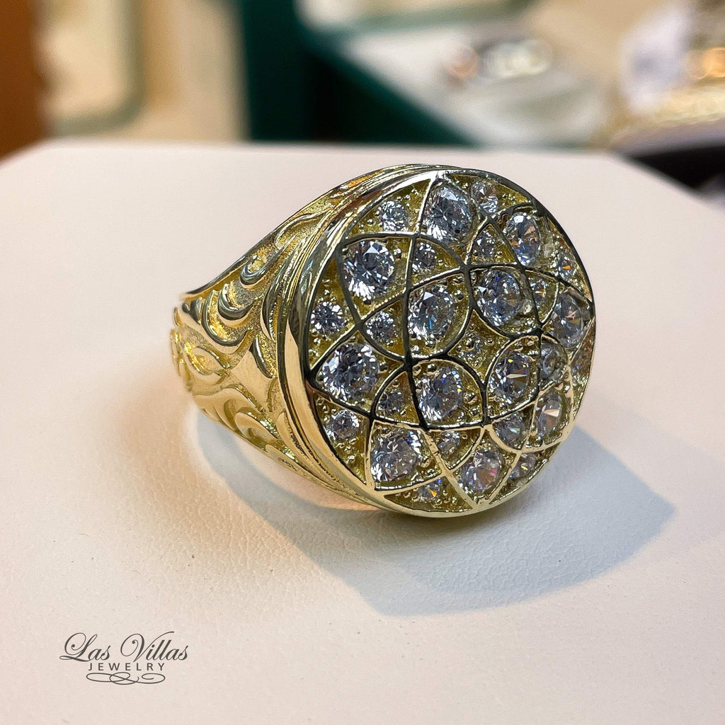 Las Villas Jewelry Online Mens Ring Mens Big look roseta ring in 14K Yellow Gold