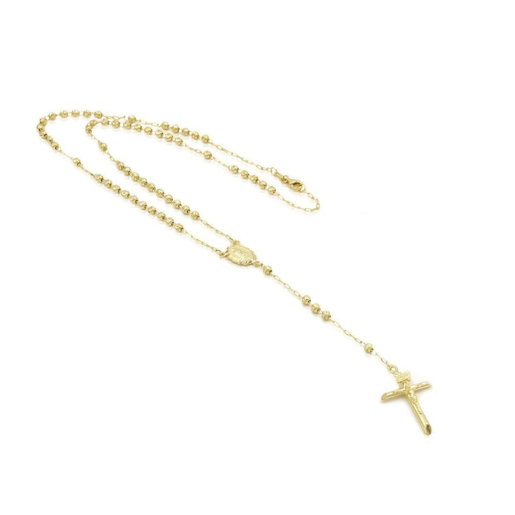 Diamond-Cut Beaded Rosary Necklace in 14K Gold - 18