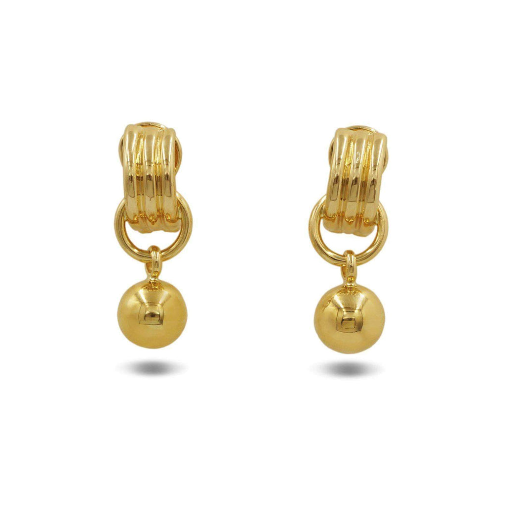 Las Villas Jewelry Woman Earrings 14kt Yellow Gold Womens Round Dangle Earrings