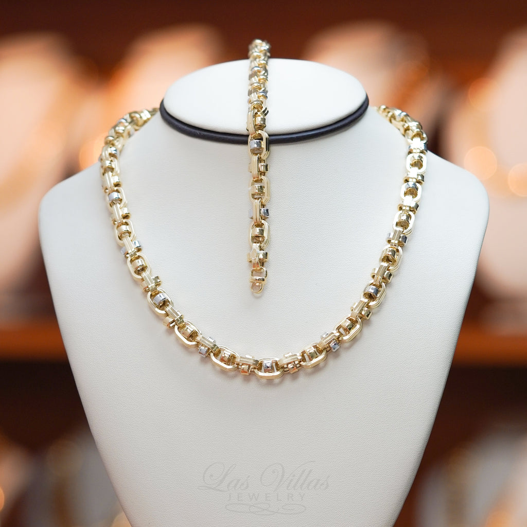 Las Villas Jewelry Women's Choker Necklaces Fancy Necklace & Bracelet Set in 14Kt Gold
