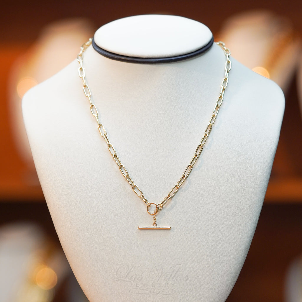 Las Villas Jewelry Women's Choker Necklaces Puff Paper clip Necklace in 14Kt Gold
