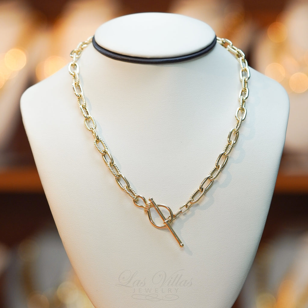 Las Villas Jewelry Women's Choker Necklaces Puff Paper clip Necklace in 14Kt Gold