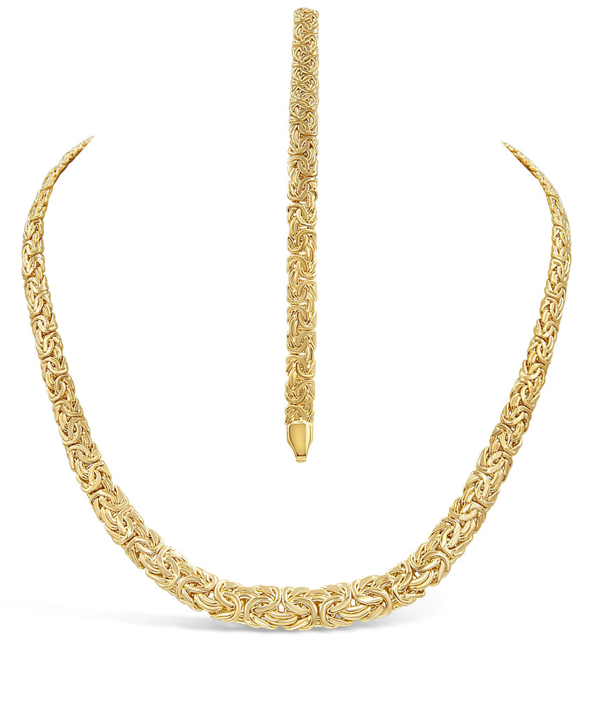 Las Villas Jewelry Women's Choker Necklaces Women's Byzantine Fancy Necklace & Bracelet Set in 10Kt Gold