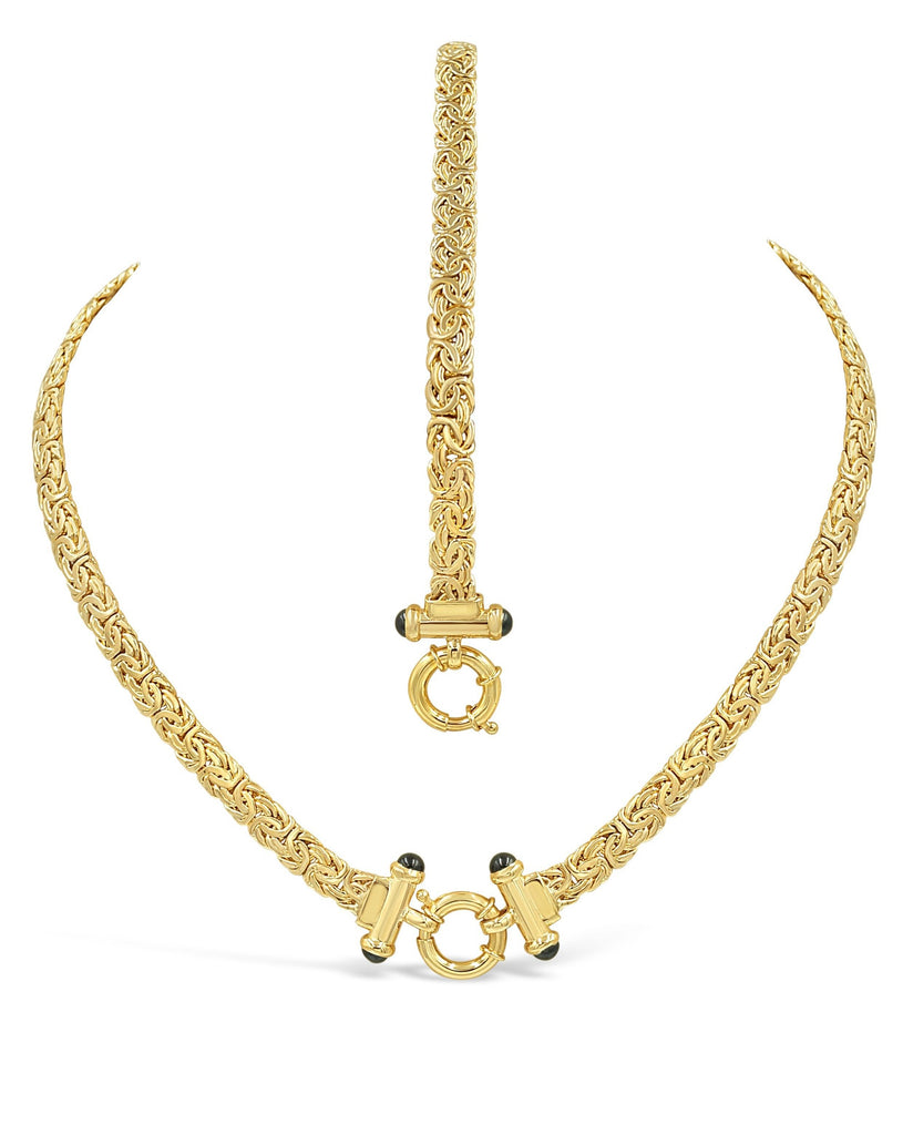 Las Villas Jewelry Women's Choker Necklaces Women's Fancy Byzantine Necklace & Bracelet Set in 10Kt Gold