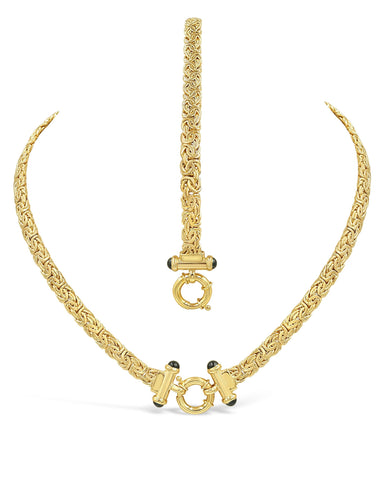 Fancy link Necklace & Bracelet Set in 14Kt Gold