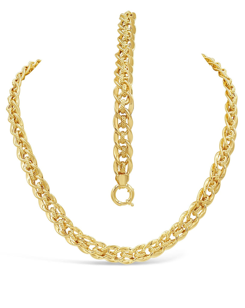 Las Villas Jewelry Women's Choker Necklaces Women's Fancy Necklace & Bracelet Set in 10Kt Gold