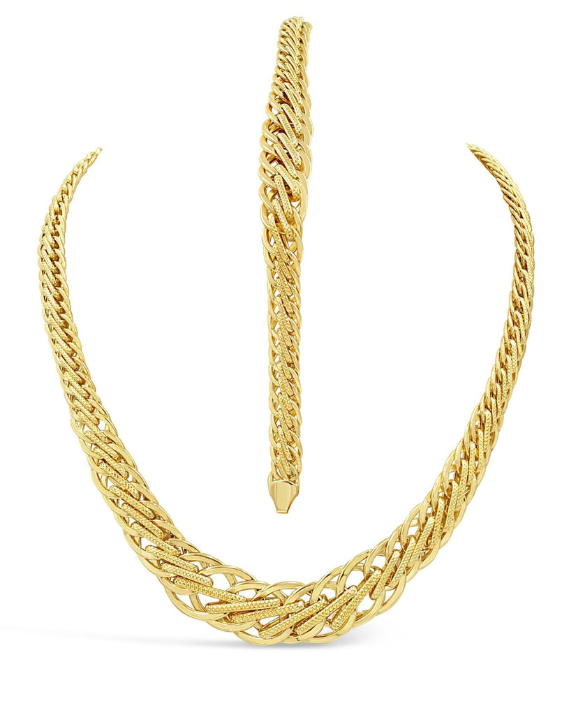 Las Villas Jewelry Women's Choker Necklaces Women's Fancy Necklace & Bracelet Set in 10Kt Gold