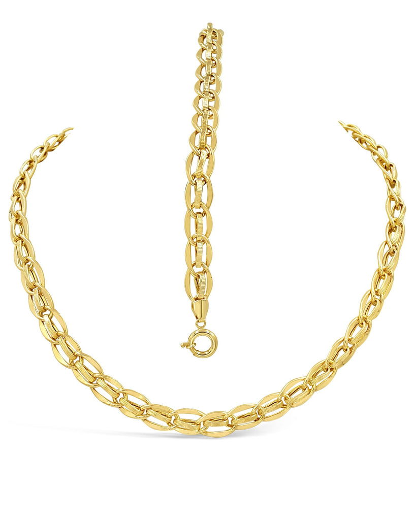 Las Villas Jewelry Women's Choker Necklaces Women's Fancy Necklace & Bracelet Set in 14Kt Gold