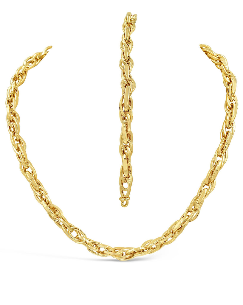 Las Villas Jewelry Women's Choker Necklaces Women's Fancy Necklace & Bracelet Set in 14Kt Gold