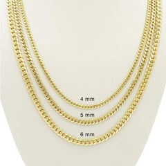 4mm Micro Cuban Link Chain in 14K Solid Yellow Gold - Cadena