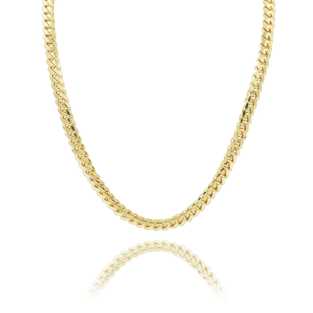 Las Villas Micro Cuban Link Chain 7mm Micro Cuban Link Chain in 14K Solid Yellow Gold