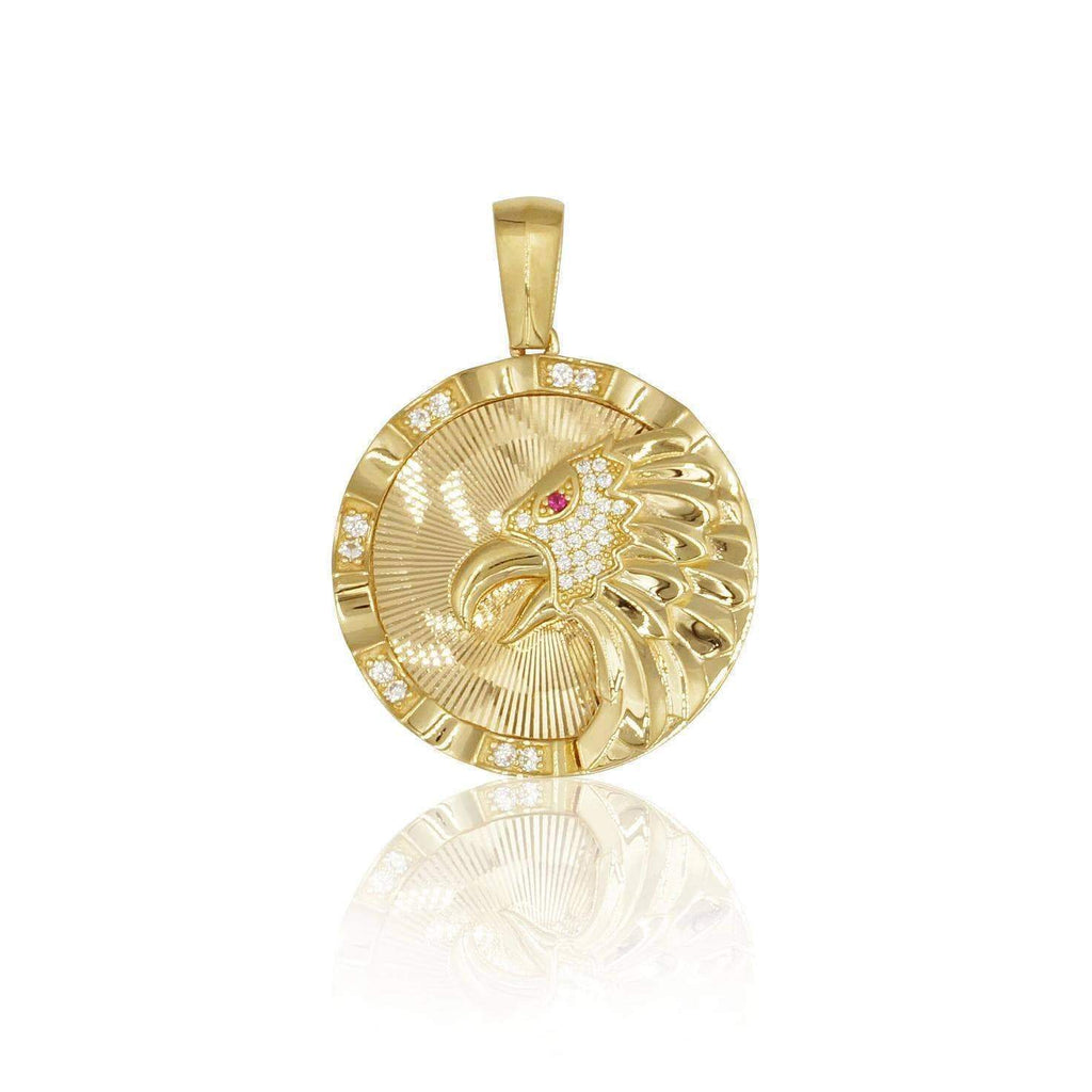 14K Eagle Mens Pendant in Yellow Gold