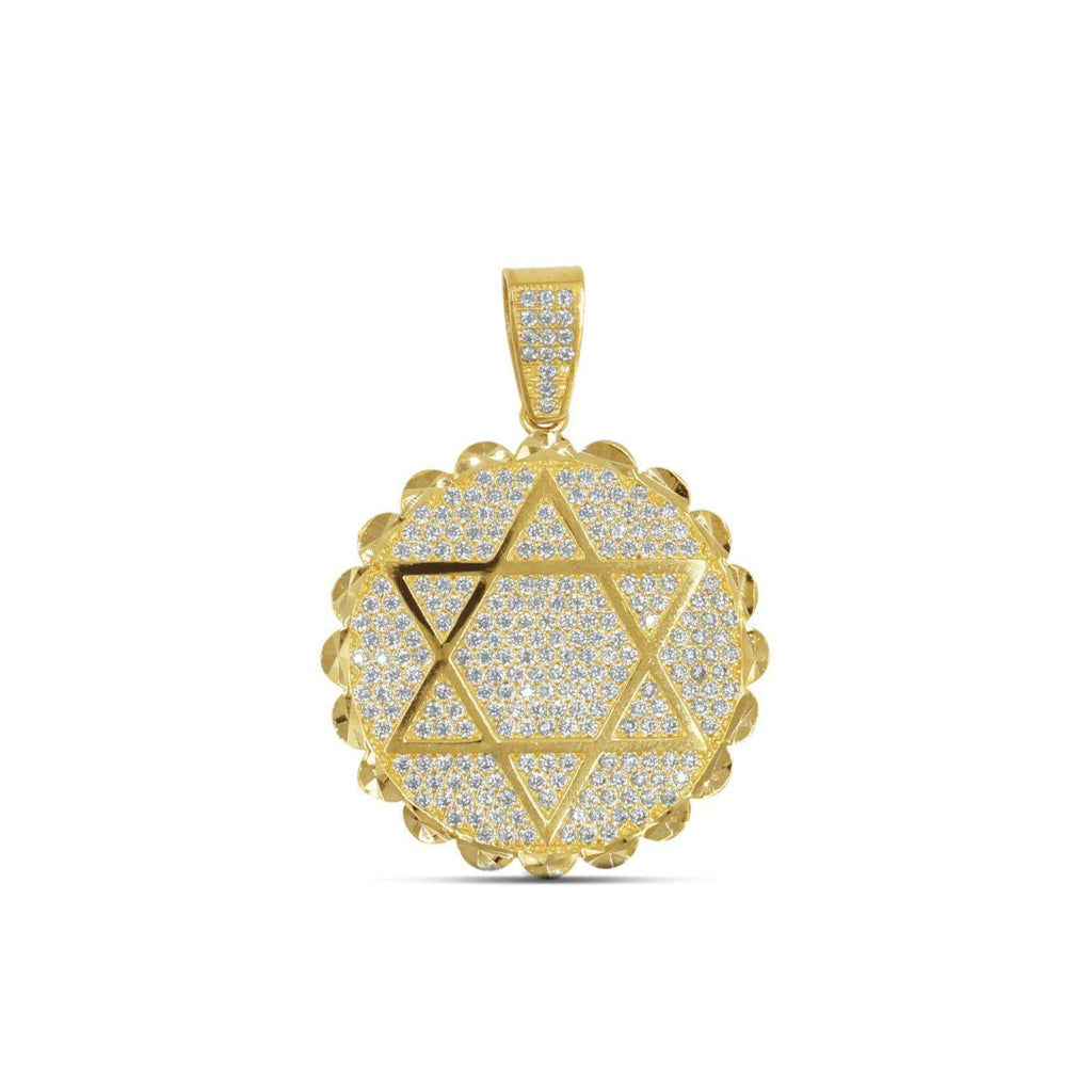 Star of David Gold Pendant with CZ in 10K Yellow Gold