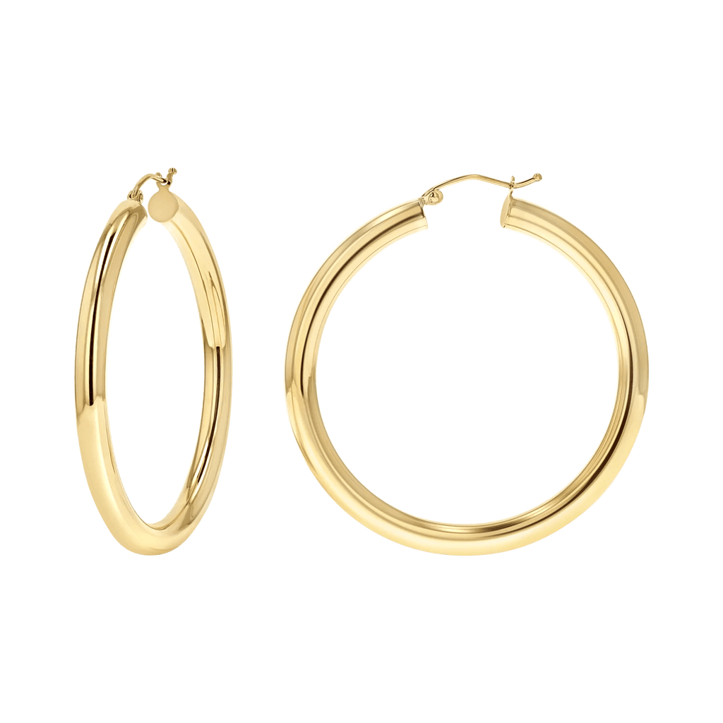 Las Villas Woman Earrings 14K Round tube Hoop polished earrings
