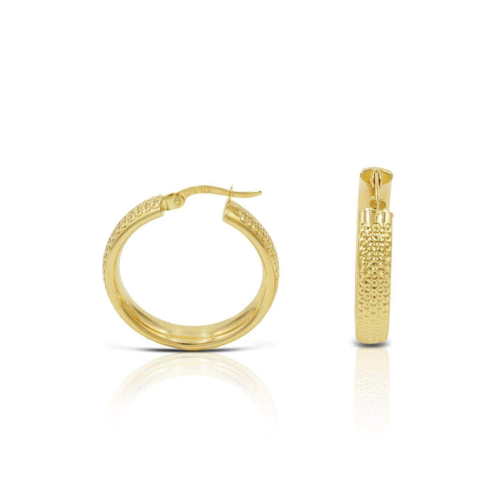 Snap-bar Frosted hollow Hoop earrings in 10K Yellow Gold