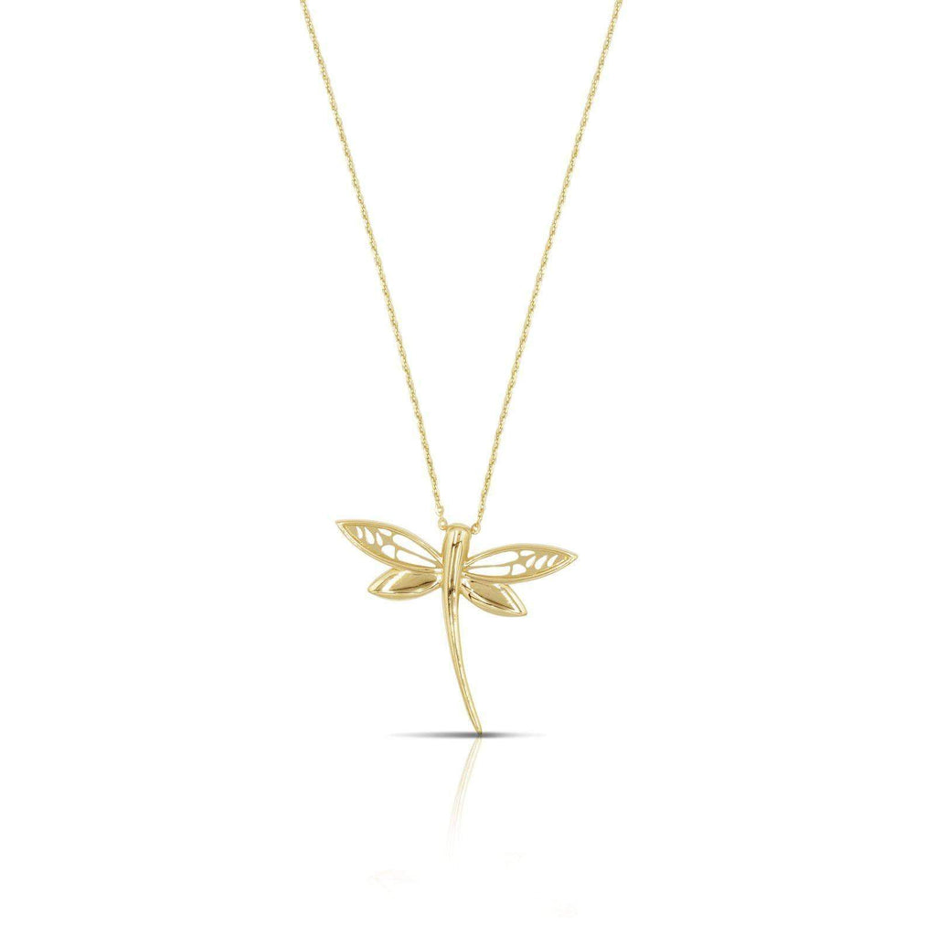 Las Villas Woman Necklace Women's Necklace with Dragonfly Charm in 14K Gold