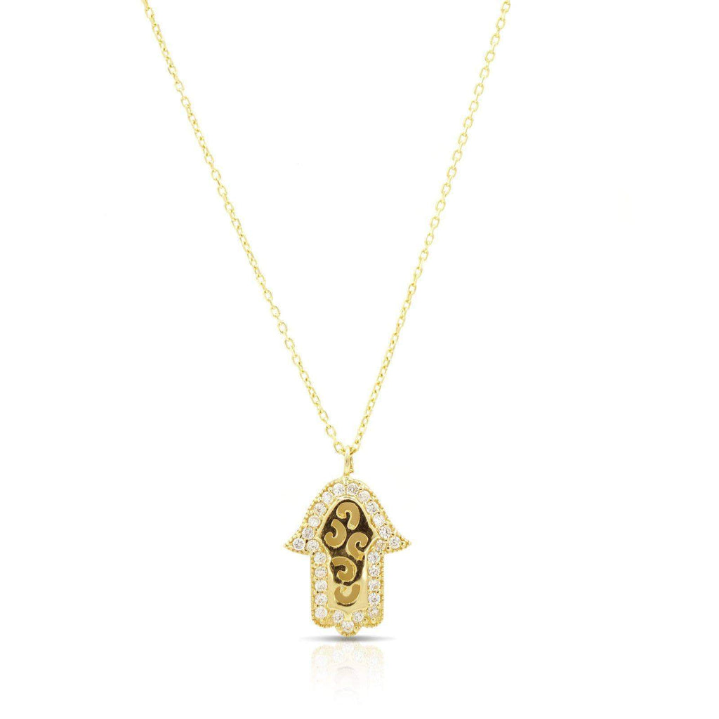 Las Villas Woman Necklace Women's Necklace with Hamsa Charm in 14K Gold